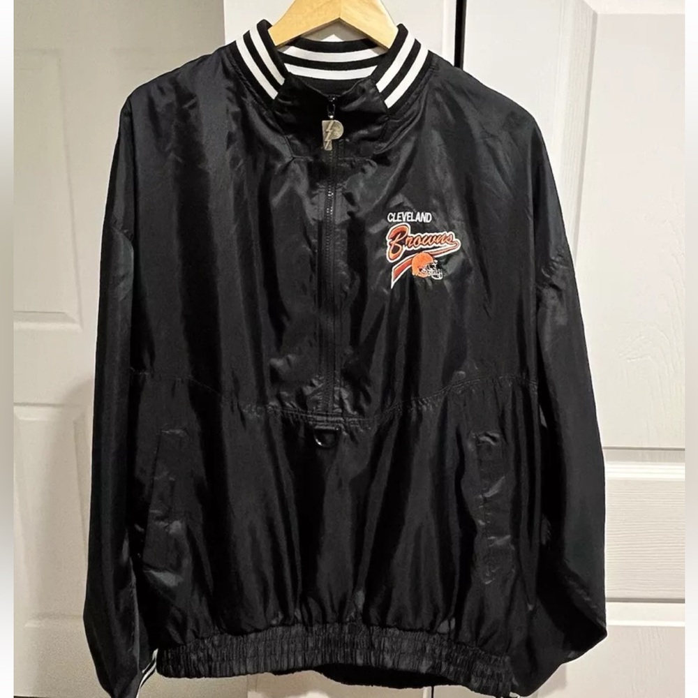 Vintage Cleveland Browns Jacket Mens XL  NFL Pro Player Windbreaker Pullover-EUC